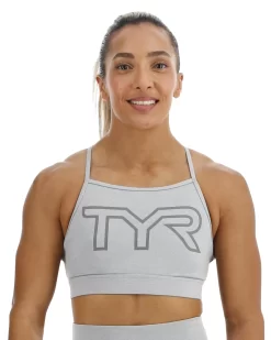 TYR Base Kineticâ„¢ Women's High Neck Big Logo Sports Bra - Heather