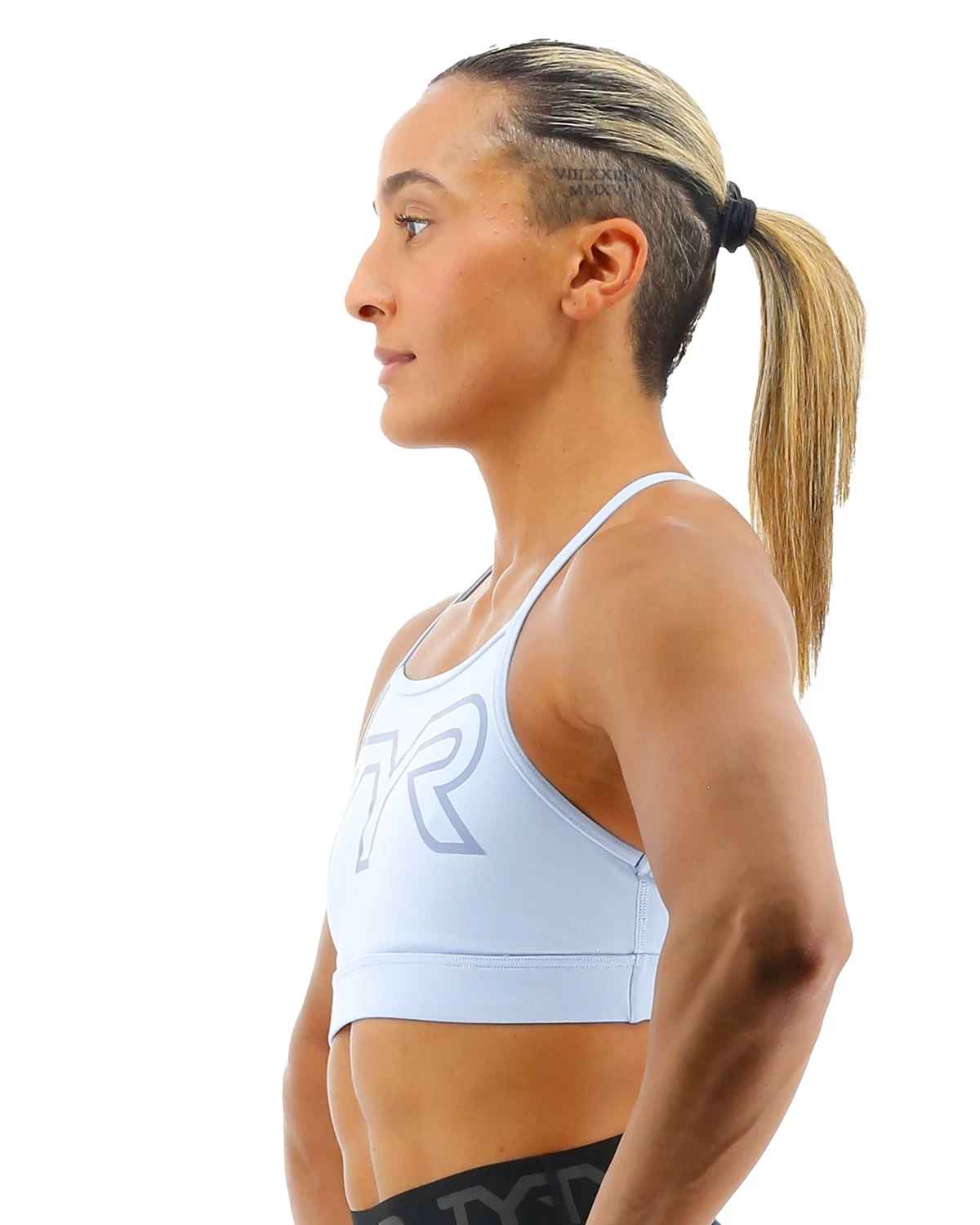 TYR Base Kinetic⢠Women's High Neck Big Logo Sports Bra - Solid - Image 4
