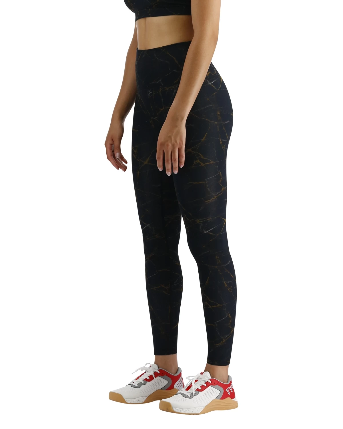 TYR Base Kinetic⢠Women's High-Rise Full Length Leggings - Goldstone - Image 3