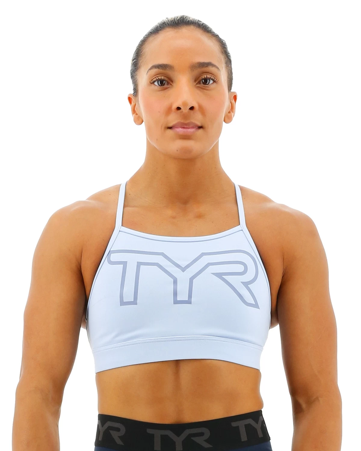 TYR Base Kinetic⢠Women's High Neck Big Logo Sports Bra - Solid