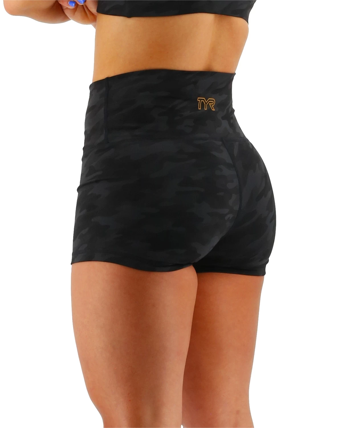 TYR Base Kineticâ„¢ Women's High-Rise 2" Shorts - Blackout Camo - Image 4