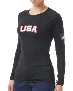TYR Durafast LiteĀ® Women's USA Belize Long Sleeve Rashguard - Solid