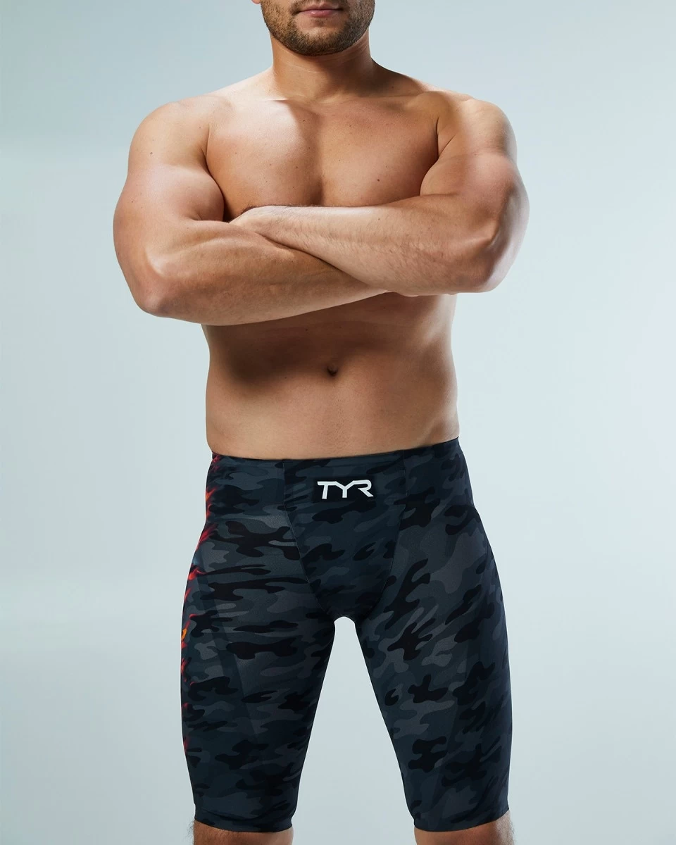 TYR Men’s Venzo™ High-Waist Jammer Swimsuit - Camo Fire - Image 7
